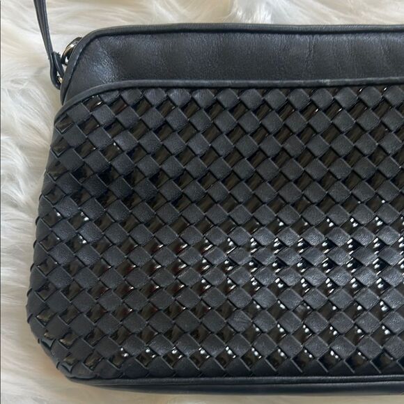 Vintage Ganson Crossbody Black Woven 80’s Bag Leather - Picture 3 of 8